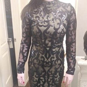 Black long sleeve prom dress